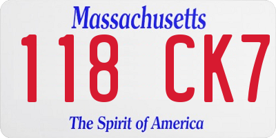 MA license plate 118CK7