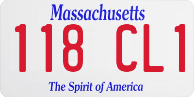 MA license plate 118CL1