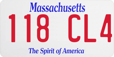 MA license plate 118CL4