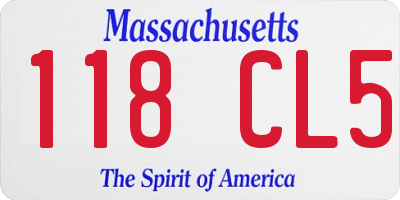 MA license plate 118CL5