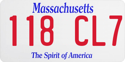 MA license plate 118CL7