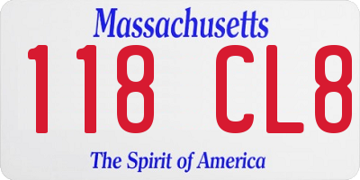 MA license plate 118CL8