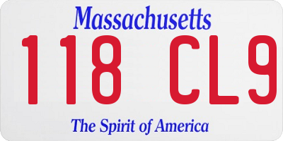 MA license plate 118CL9