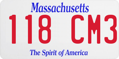 MA license plate 118CM3