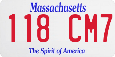 MA license plate 118CM7