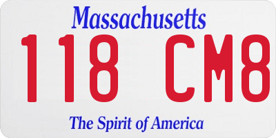 MA license plate 118CM8