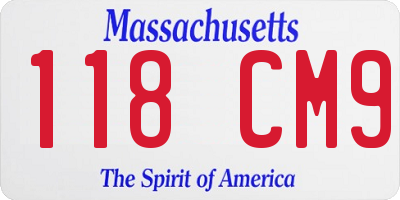 MA license plate 118CM9