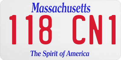MA license plate 118CN1