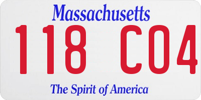 MA license plate 118CO4