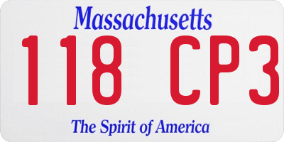 MA license plate 118CP3