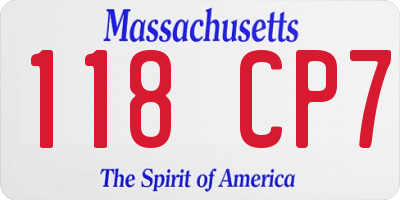 MA license plate 118CP7