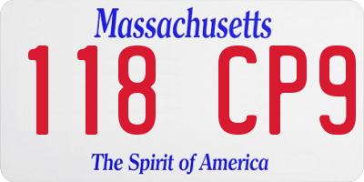 MA license plate 118CP9