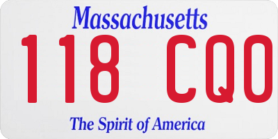 MA license plate 118CQ0