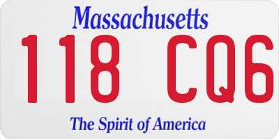 MA license plate 118CQ6