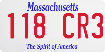 MA license plate 118CR3