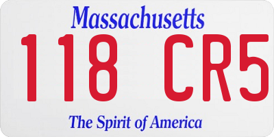 MA license plate 118CR5