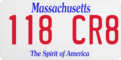 MA license plate 118CR8