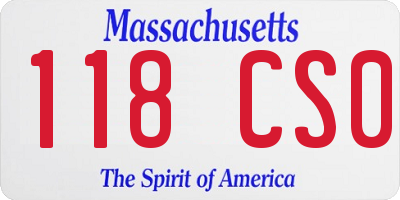 MA license plate 118CS0