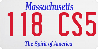 MA license plate 118CS5