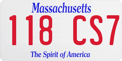MA license plate 118CS7