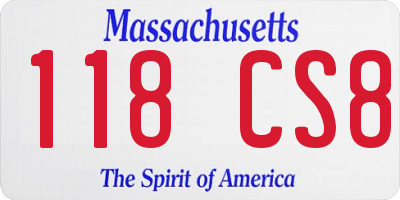 MA license plate 118CS8