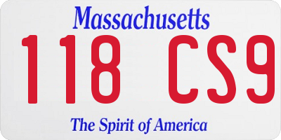 MA license plate 118CS9