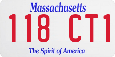 MA license plate 118CT1