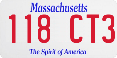 MA license plate 118CT3