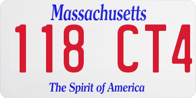 MA license plate 118CT4