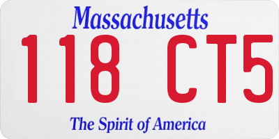 MA license plate 118CT5