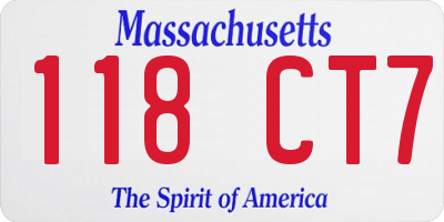 MA license plate 118CT7