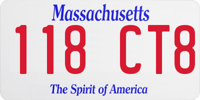 MA license plate 118CT8