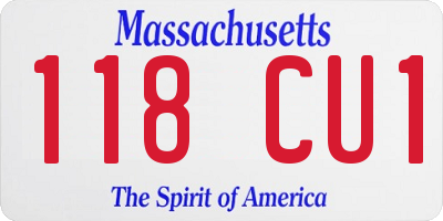 MA license plate 118CU1