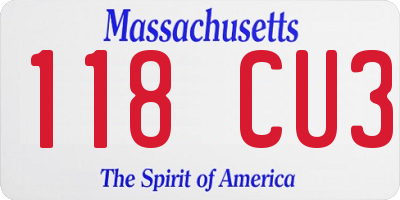 MA license plate 118CU3