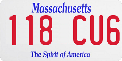 MA license plate 118CU6