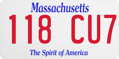 MA license plate 118CU7