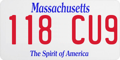 MA license plate 118CU9
