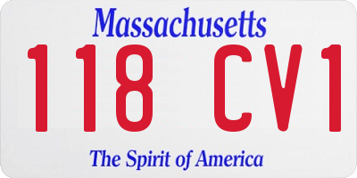 MA license plate 118CV1