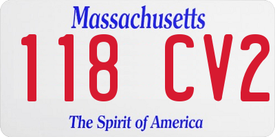 MA license plate 118CV2
