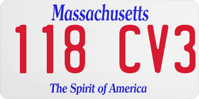 MA license plate 118CV3