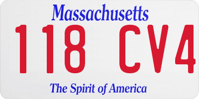 MA license plate 118CV4