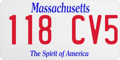 MA license plate 118CV5