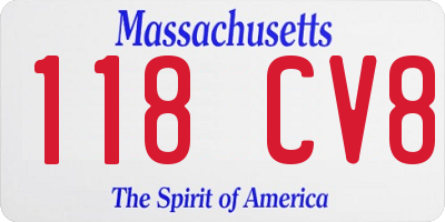 MA license plate 118CV8
