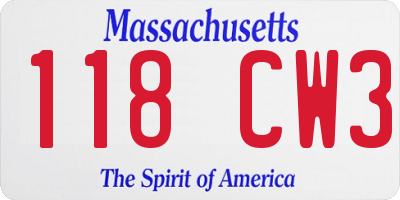 MA license plate 118CW3