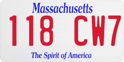 MA license plate 118CW7