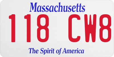 MA license plate 118CW8