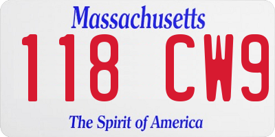 MA license plate 118CW9