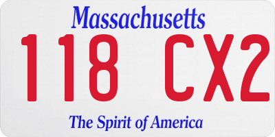 MA license plate 118CX2