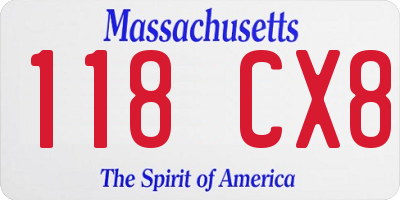 MA license plate 118CX8