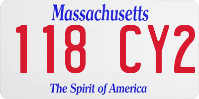 MA license plate 118CY2